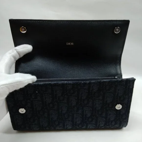 Authentic Christian Dior Long Wallet Black Canvas mn413-021526 - Picture 5 of 9